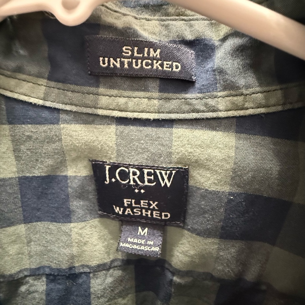 J. Crew Men's Navy and Gray Plaid Shirt Slim Untucked - Picture 2 of 2